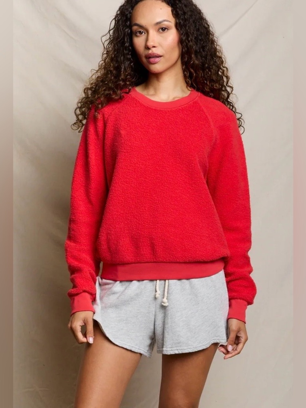 perfectwhitetee Ziggy Reverse Fleece Crewneck Sweatshirt In Poppy Red, Size S